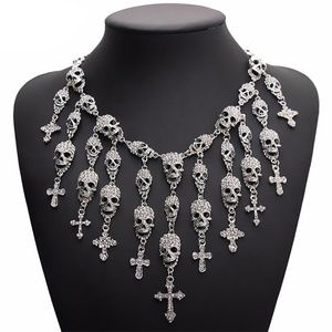 Skull Cross Pirate Goth Vampire Halloween Necklace